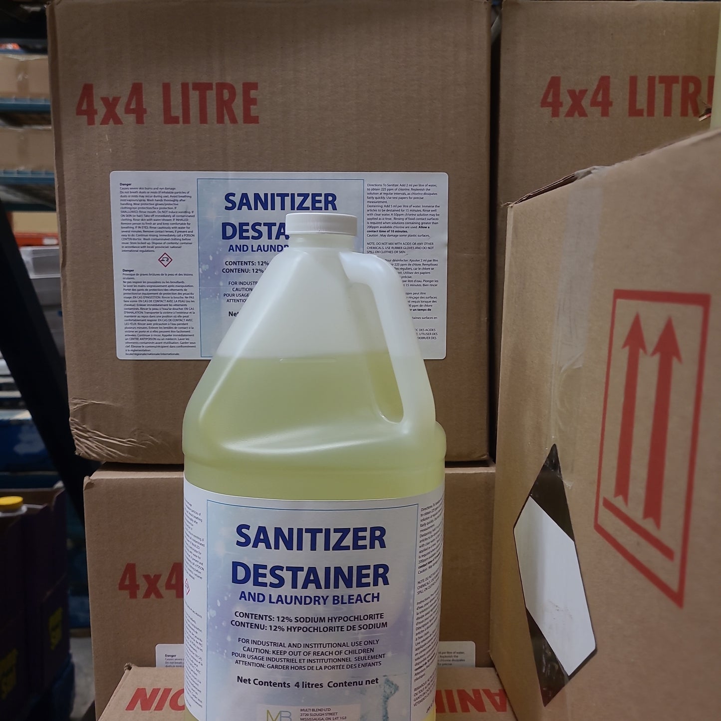 12% LIQUID CHLORINE SANITIZER/DESTAINER (4x4L/CASE)