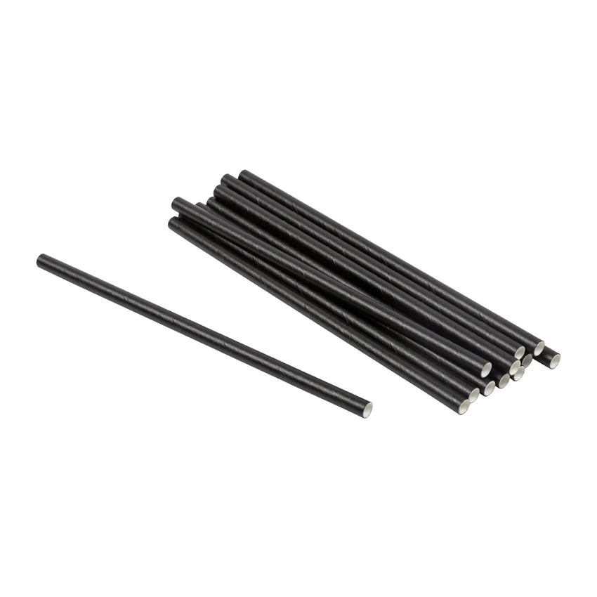 6" BLACK PAPER COCKTAIL STRAWS UNWRAPPED (500)
