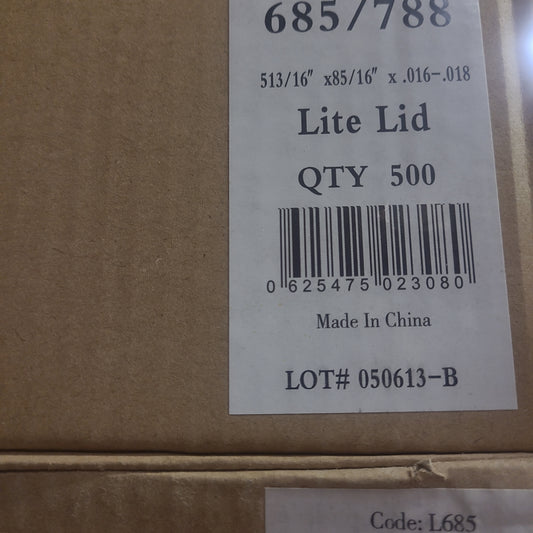 685L/788L 2-1/4LB  FOIL/ BOARD LIDS LIGHT DUTY (500)