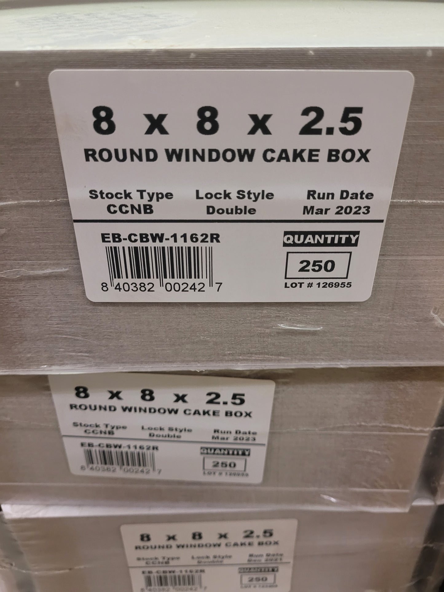 8x8x2.5 CELLO WINDOW CAKE BOX (250)