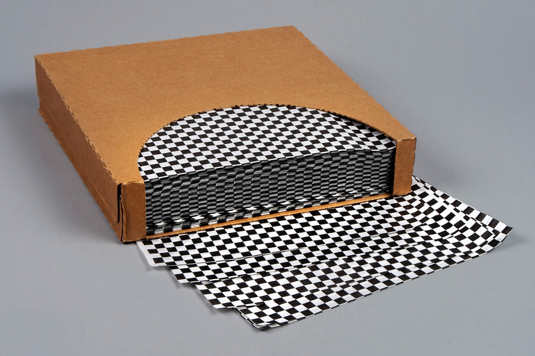 12X12 BLACK CHECKERED GREASEPROOF LINER (1000)