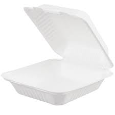 8” BAGASSE HINGE CLAMSHELL 1-COMPARTMENT (200/CASE)