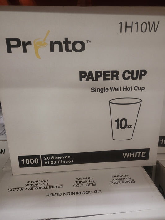 10oz white Pronto paper cups (1000/CASE)