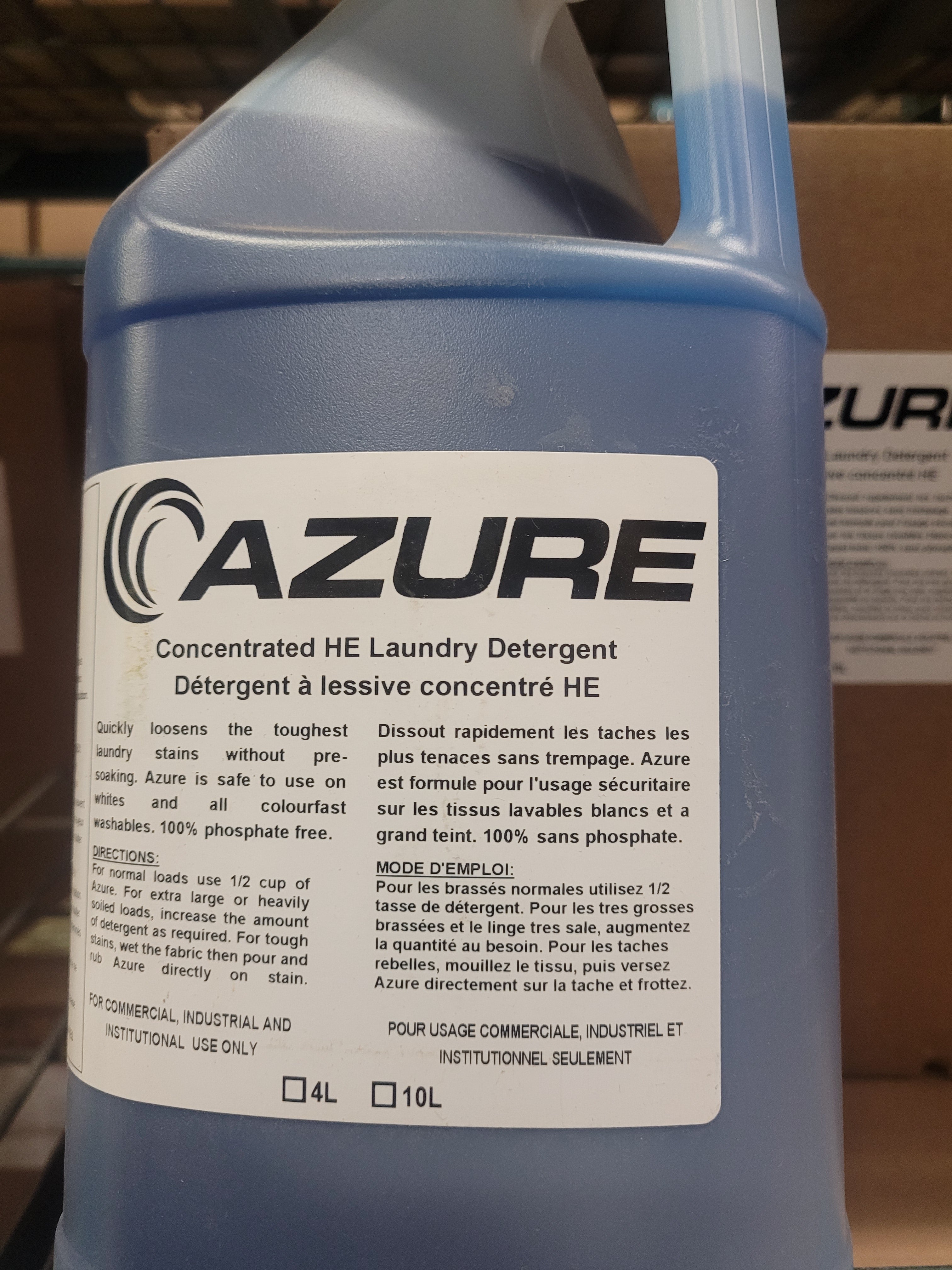AZURE HE LIQUID LAUNDRY DETERGENT 4L Tex Euro Industrial Sales Ltd.