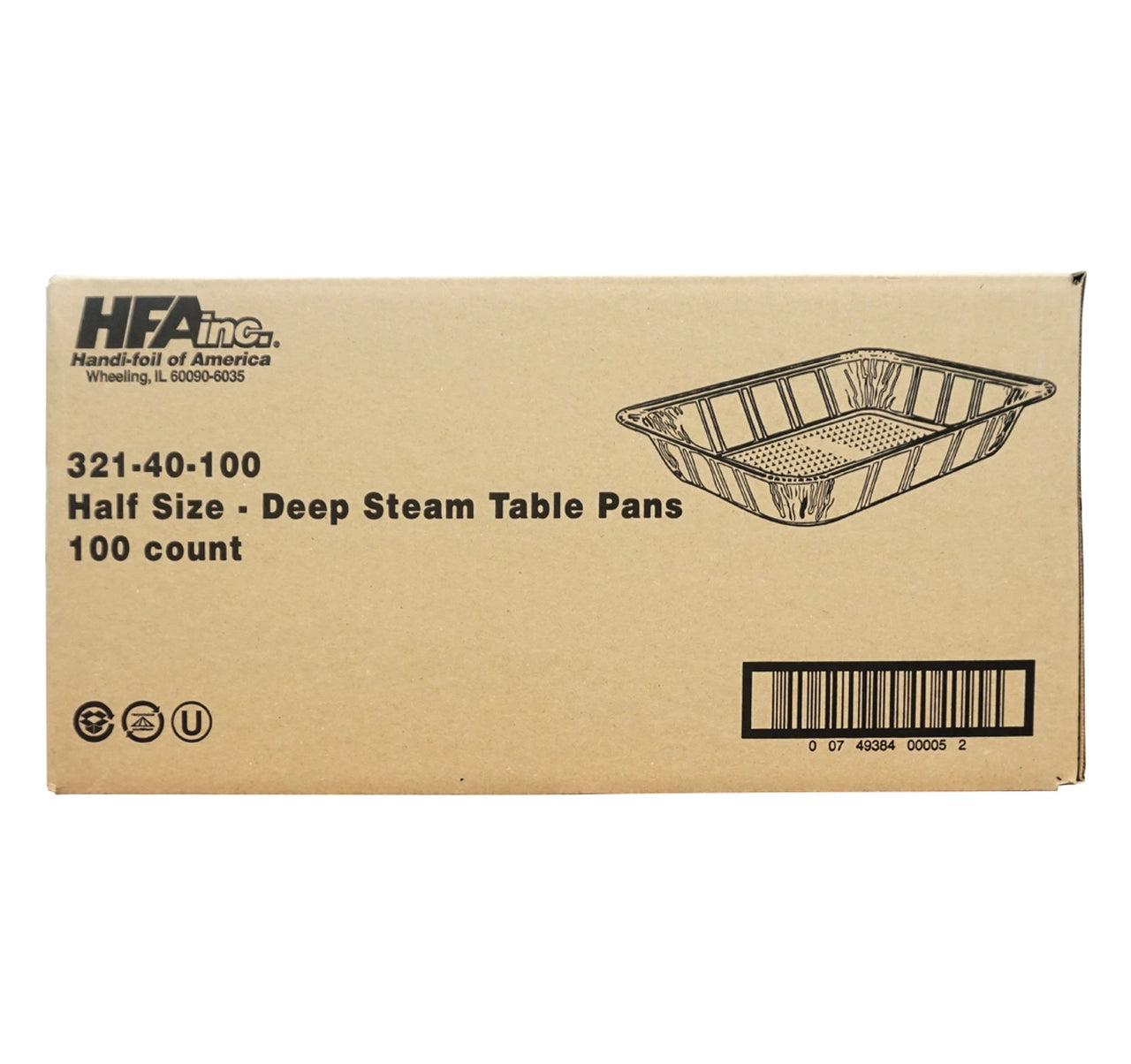 321-40 1/2 DEEP FOIL STEAM PANS HFA (100/CASE)